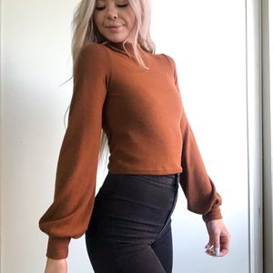 Balloon sleeve turtleneck